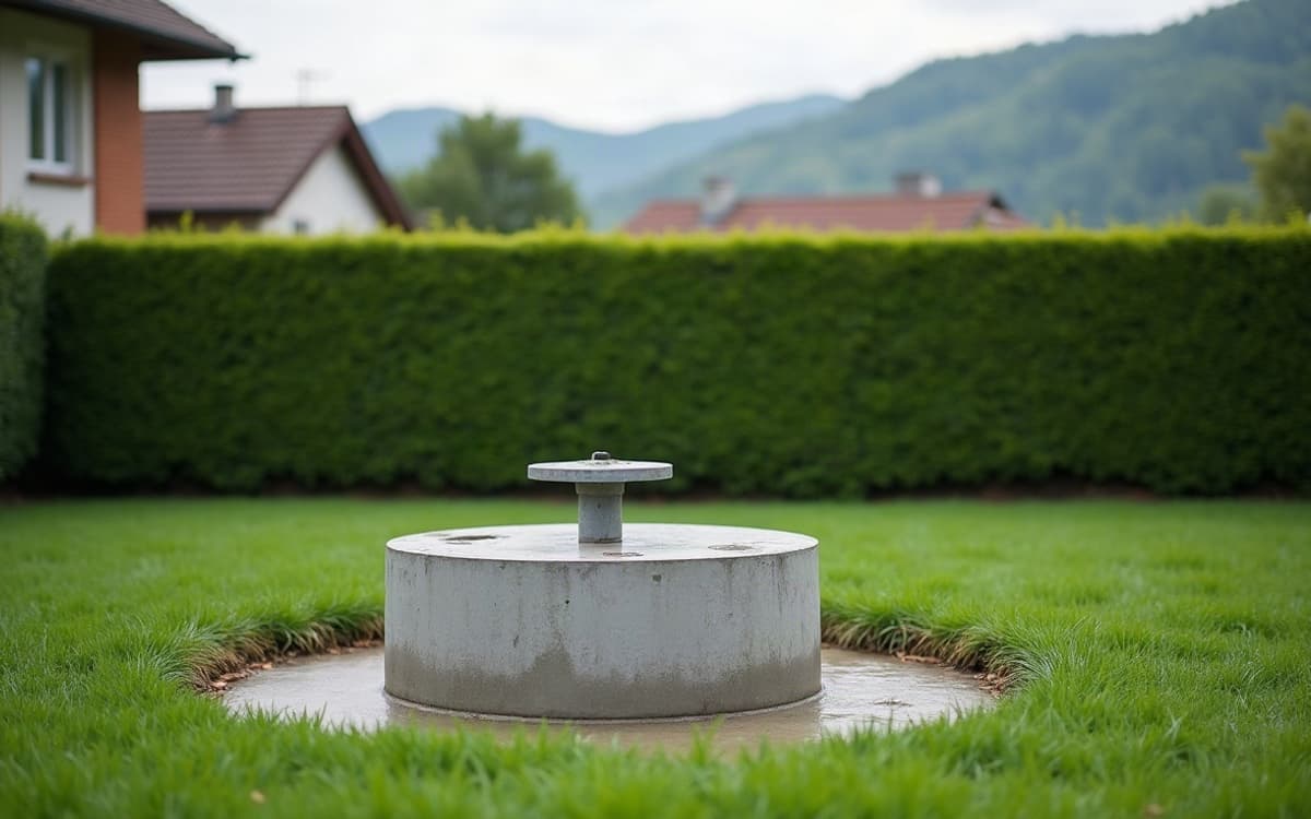 Tête de forage terminée dans un jardin de pavillon, à Belfort