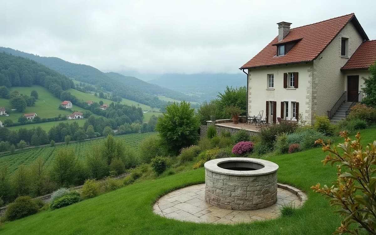 Maison sur un coteau viticole de la vallée de l'Yonne, avec son puits terminé