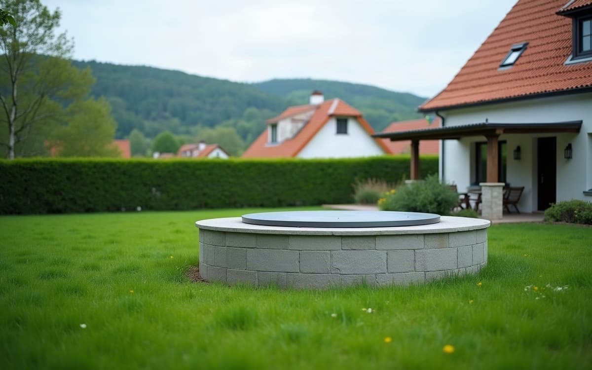 Puits terminé dans le jardin d'une maison récente de l'agglomération de Besançon