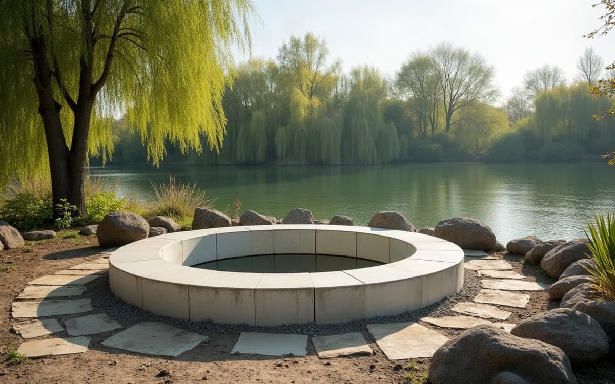 Puits terminé dans un jardin riverain, à la confluence de Nevers